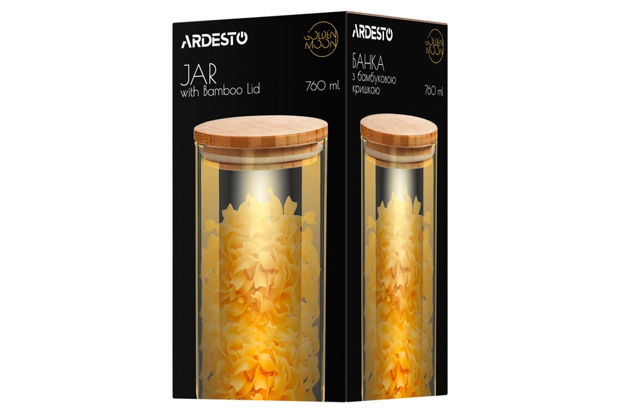 Банка для сыпучих продуктов 760 мл Ardesto Golden Moon стекло/бамбук арт. AR1376BLRG AR1376BLRG фото