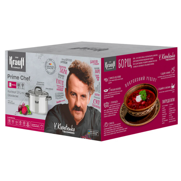 Каструля 2,9 л Krauff Prime Chef циліндрична 18 см нержавіюча сталь арт. 26-303-008 26-303-011 фото