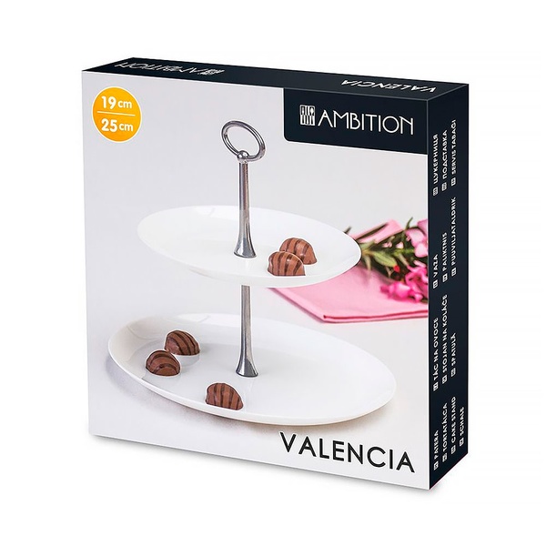 Фруктовниця 23 см Ambition Valencia 2 яруси склокераміка арт. 10379 10379 фото