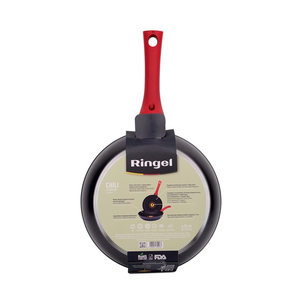 Сковородка 22 см Ringel Chili 3-слойное сверхстойкое антипригарное покрытие черный кованый алюминий арт. RG-1101-22 RG-1101-22 фото