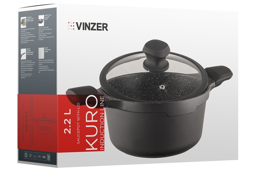 Кастрюля 2,2 л Vinzer Kuro Induction Line индукционное дно литой алюминий арт. 50427 50427 фото