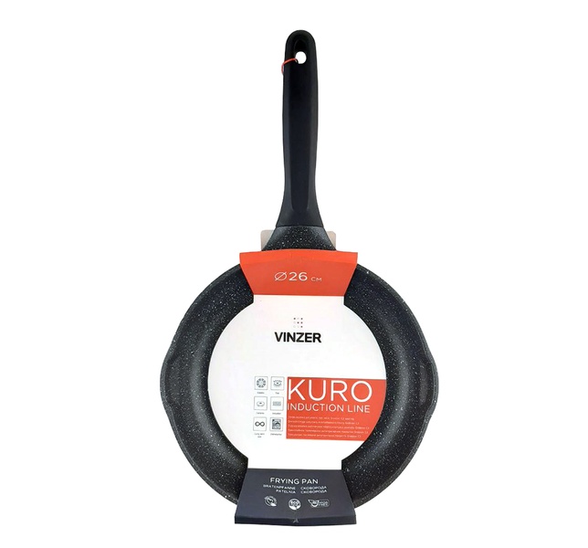 Сковородка 26 см Vinzer Kuro Induction Line индукционное дно литой алюминий арт. 50421 50420 фото