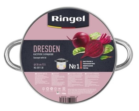 Каструля 13 л Ringel Dresden 30 см циліндрична металік нержавіюча сталь арт. RG-2011-30 RG-2011-26 фото