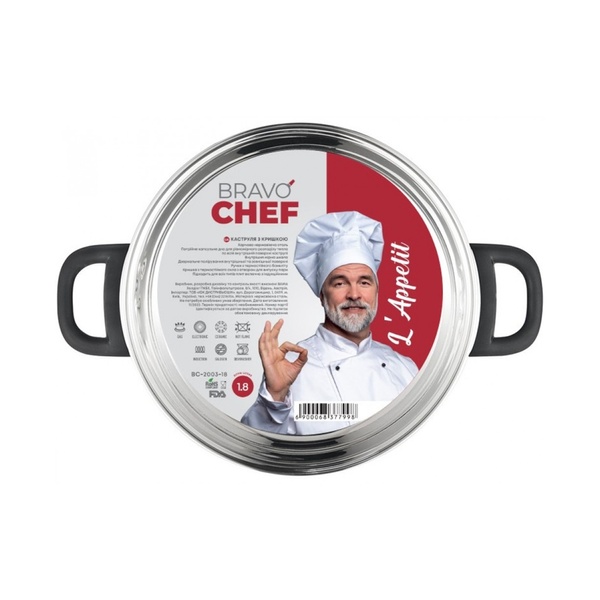 Кастрюля 5 л Ringel Bravo Chef L'Appetit 24 см цилиндрическая нержавеющая сталь арт. BC-2003-24 BC-2003-24 фото